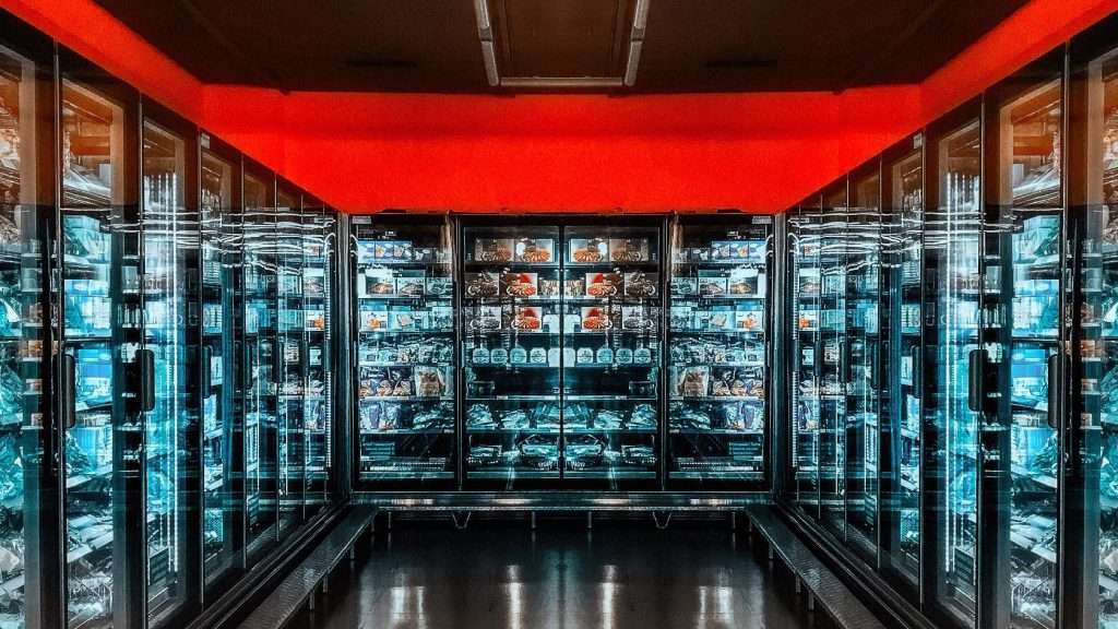 Well stocked fridges in a supermarketed after they have been tested.